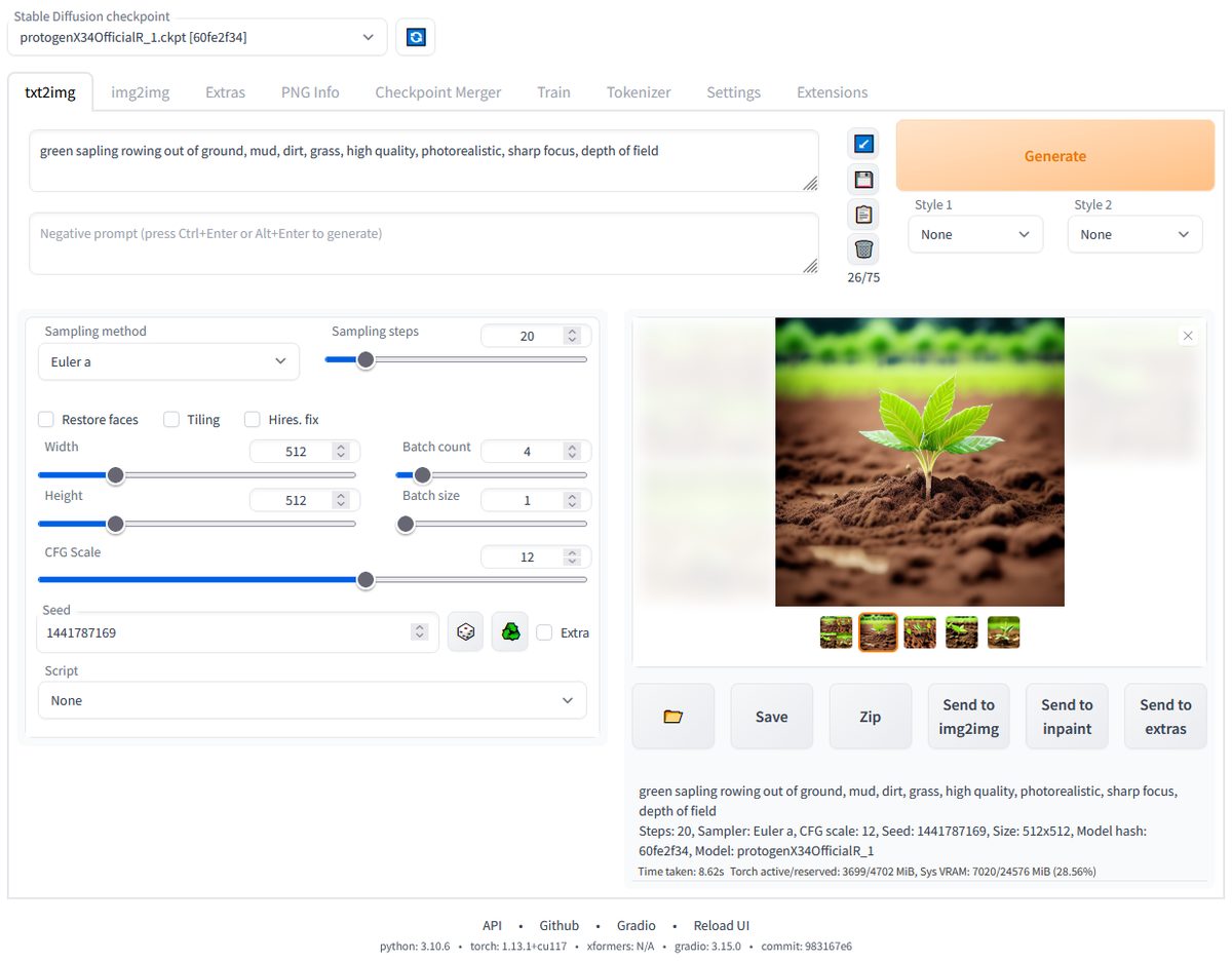 Stable Diffusion web UI interface screenshot from project README